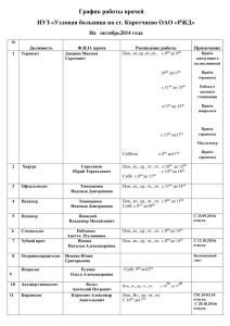 График работы врачей НУЗ «Узловая больница на ст
