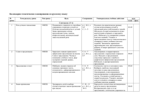 Календарно-тематическое планирование по русскому языку Синтаксис (4 ч)