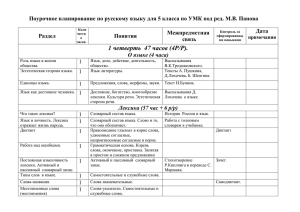 Поурочное планирование по русскому языку для 5 класса по УМК... Дата Межпредметная Раздел