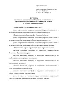 Приложение № 2 к постановлению Правительства Кировской области