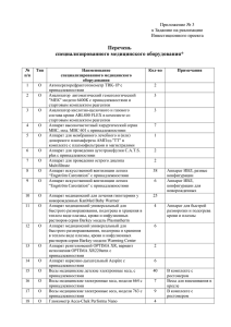 Приложение 3 Список оборудования