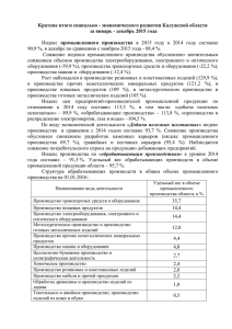 экономического развития Калужской области за январь