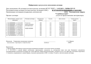 Информация о результатах исполнения договора .02.2015 г. №Р084-XIV/15