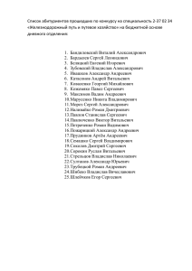 Список абитуриентов прошедших по конкурсу на специальность