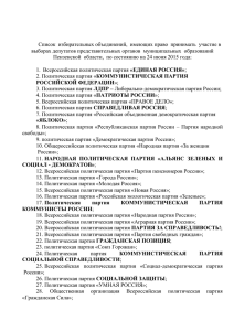 Список  избирательных объединений,  имеющих право  принимать ... выборах депутатов представительных органов  муниципальных  образований