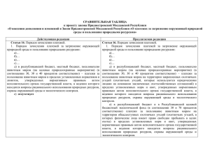 СРАВНИТЕЛЬНАЯ ТАБЛИЦА к проекту закона Приднестровской Молдавской Республики