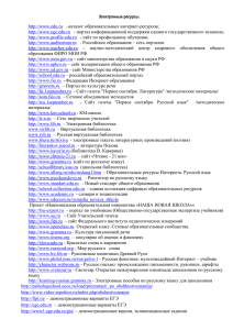Электронные ресурсы. http://www.edu.ru –каталог