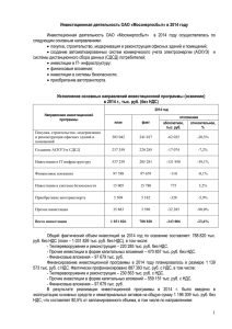 Инвестиционная деятельность ОАО «Мосэнергосбыт» в 2014