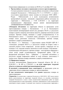 Оперативная информация по состоянию на 08.00 на 23 сентября 2015... Чрезвычайные ситуации за прошедшие сутки не зарегистрированы