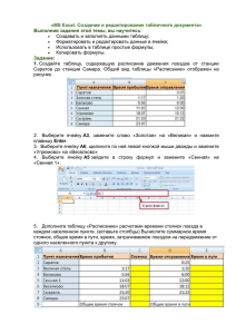 «MS Excel. Создание и редактирование табличного документа