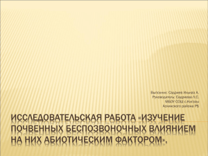 Исследовательская работа ИЗУЧЕНИЕ ПОЧВЕННЫХ БЕСПОЗ