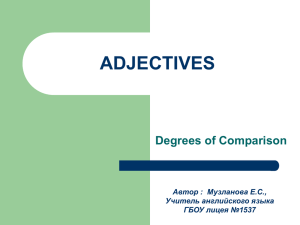 ADJECTIVES Degrees of Comparison Автор :  Музланова Е.С., Учитель английского языка