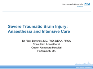 Severe Traumatic Brain Injury: Anaesthesia and Intensive Care