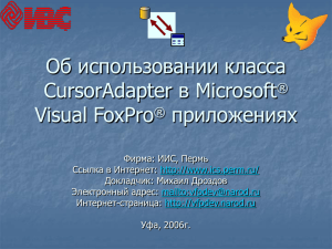 Об использовании класса CursorAdapter в Microsoft Visual FoxPro приложениях