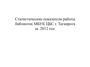 Анализ работы МБУК ЦБС г. Таганрога за 2012 год