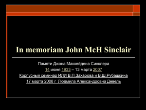 In memoriam John McH Sinclair