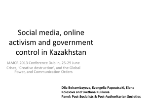 Social media, online activism and government control in Kazakhstan