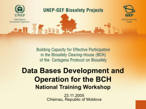 Data Bases Development and Operation for the BCH National Training Workshop 23.11.2005