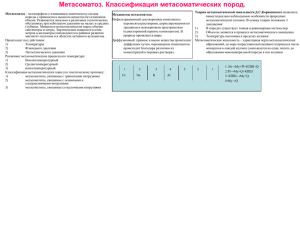 Метасоматоз. Классификация метасоматических пород.