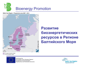 Развитие биоэнергетических ресурсов в Регионе Балтийского