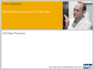 Учет акцизов SAP Best Practices для CP V1.603 (RU) SAP Best Practices