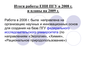 Итоги работы в 2008 г. и планы на 2009 г.