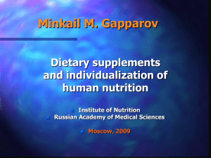 Minkail M. Gapparov Dietary supplements and individualization of human nutrition