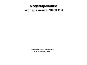 Моделирование эксперимента NUCLON Большие Коты, июль 2005 А.В. Ткаченко, JINR
