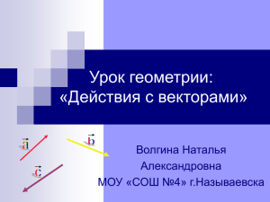Урок геометрии: «Действия с векторами» Волгина Наталья Александровна