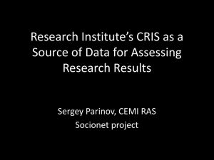 Socionet-based CRISs of research institutes of Social Sciences