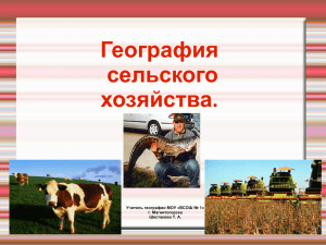 География сельского хозяйства. Учитель географии МОУ «ВСОШ № 1»