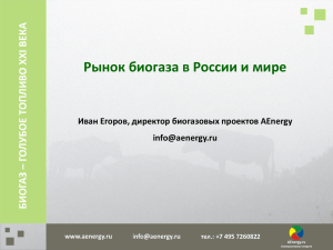 Рынок биогаза в России и мире А К ВЕ