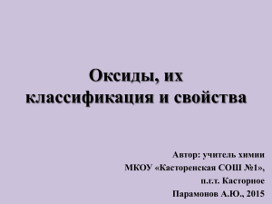 "Оксиды, их классификация и свойства", учитель А.Ю.Парамонов