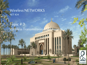 Wireless NETWORKS NET 434 Topic # 3 Wireless Transmission