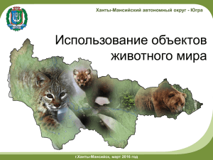 Использование объектов животного мира Ханты-Мансийский автономный округ - Югра г.Ханты-Мансийск, март 2016 год