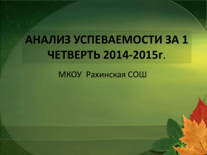 Отчет по успеваемости за 1 четверть 2014/2015 учебного года