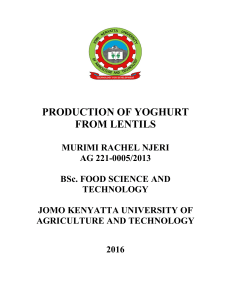 PRODUCTION OF YOGHURT FROM LENTILS
