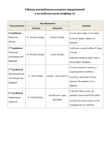 Table of Conditionals
