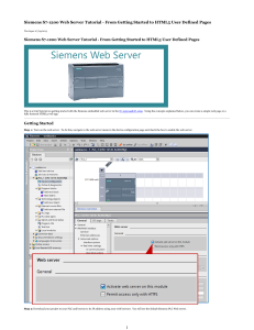 Siemens S7-1200 Web Server Tutorial - From Getting Started to HTML5 User Defined Pages