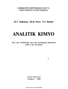 Analitik kimyo (M.Gulamova va b.)