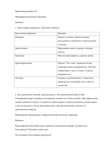 Практическая работа 10 Физиология ЦНС