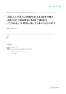 Lelej A S ed Annotated catalogue of the