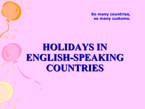Holidays in english-speaking countries