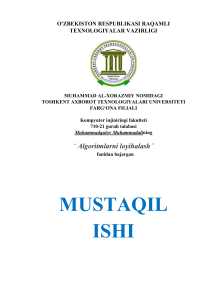 710-21 guruh talabasi  Mahmudov Umidjonning Kompyuter Tarmoqlari fanidan tayyorlagan Mustaqil ishi.doc