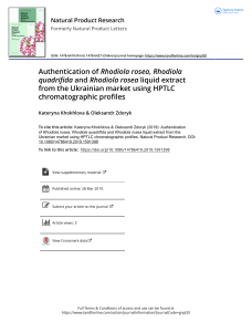 2019 Authentication of Rhodiola rosea, Rhodiola quadrifida and Rhodiola rosea liquid extract using HPTLC