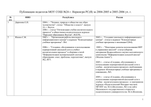 Публикации учителей за 2004-2005, 2005