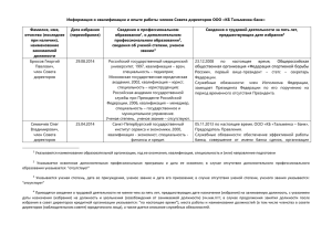 Информация о квалификации и опыте работы - Тальменка-банк