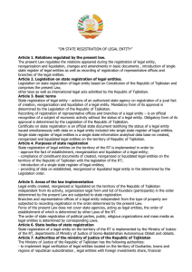 “ON STATE REGISTRATION OF LEGAL ENTITY” Article 1. Relations