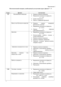 Приложение I Механическое движение Перевод единиц измерения;