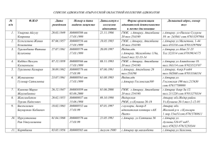 Список адвокатов Атырауской области